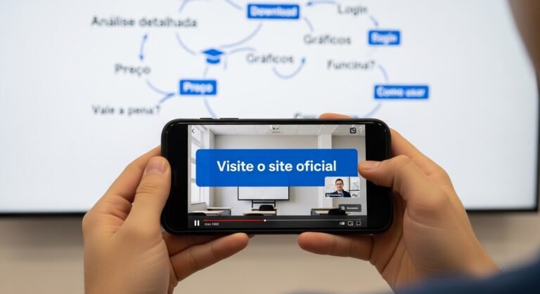 Ilustração de cérebro iluminado com ícones de memorização, livros, cronômetro e tablet, representando o curso online Memória 360.