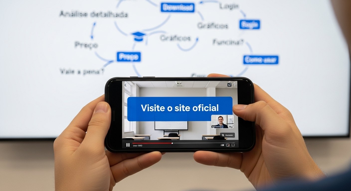 Ilustração de cérebro iluminado com ícones de memorização, livros, cronômetro e tablet, representando o curso online Memória 360.